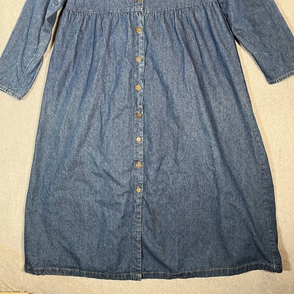 Denim maxi Dress Womens 14 Full Button Front Western Studded Cowboy Boots Hat - Picture 2 of 15